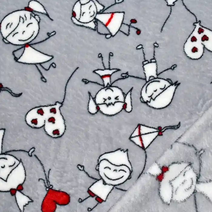 Neu Im Sortiment Velours coral, beidseitig, für Kinder, 22001-03, grau