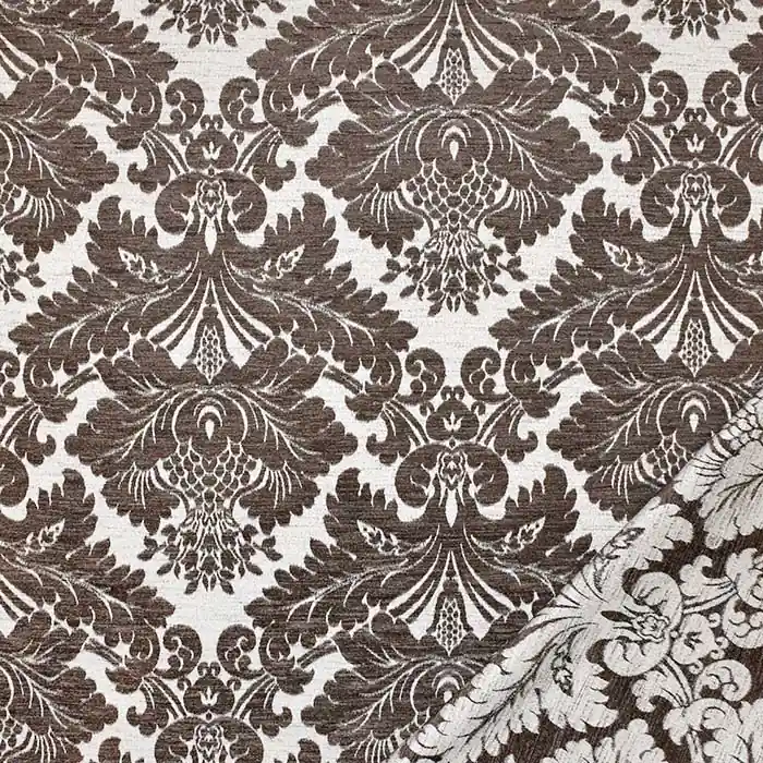 Großhandel Dekojacquard, beidseitig, Ornament, 27348-404, braun-weiß