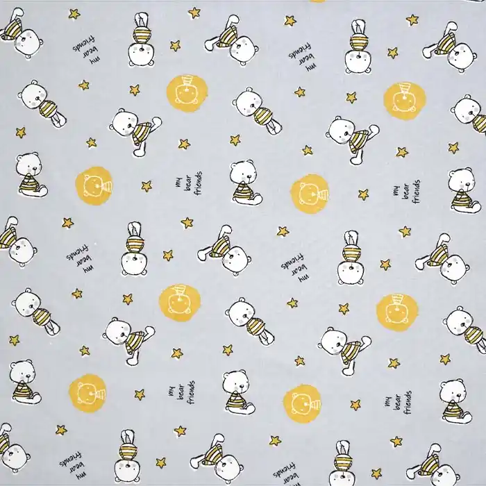 Kostenfreie Lieferung Baumwolle, Popeline, Tiere, 26483-01, grau-gelb