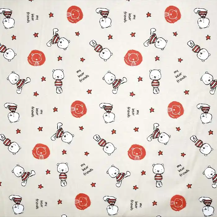 Baumwolle, Popeline, für Kinder, 26483-04, beige-rot Preisreduziert