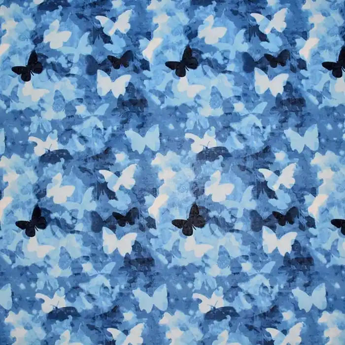 Geprüft Baumwolle, dünn, Tiere, 27963-5, blau