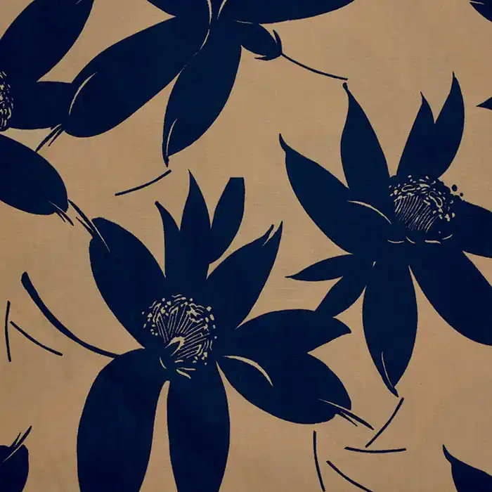 Baumwolle, Popeline, floral, 25833-27, braun-blau Original