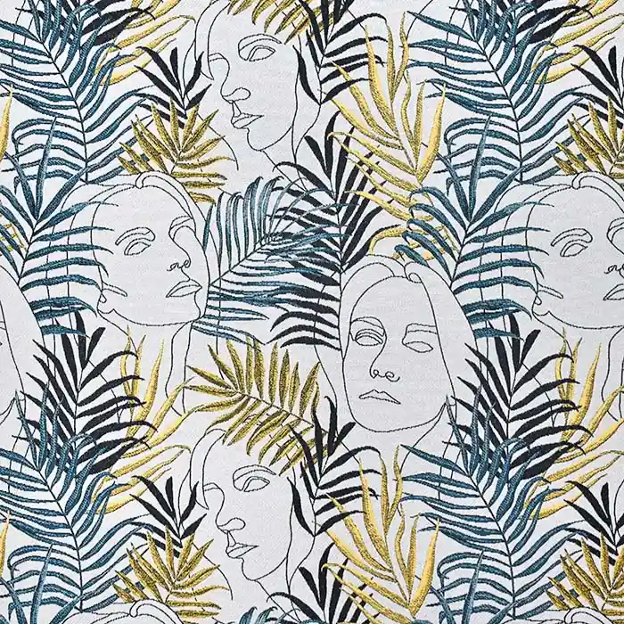 Solange Der Vorrat Reicht Dekojacquard, Gesichter, 26884-131, weiß