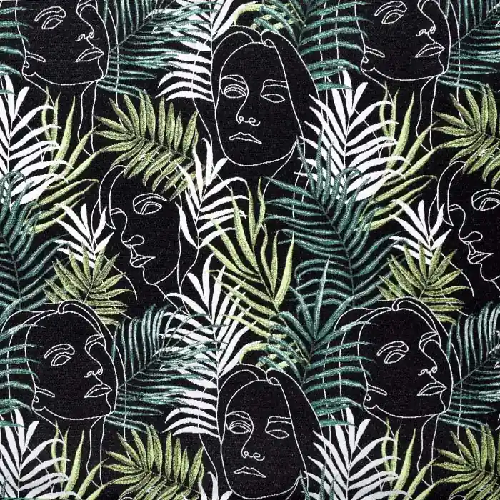 Dekojacquard, Gesichter, 26884-134, schwarz Ausverkauf