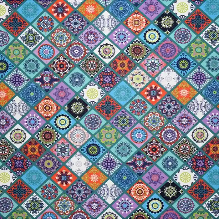 Baumwolle, Popeline, geometrisch, 27269-024, türkis Top-Qualität