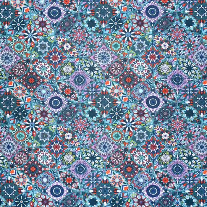 Baumwolle, Popeline, Ornament, 26941-024, türkis Ab Werk