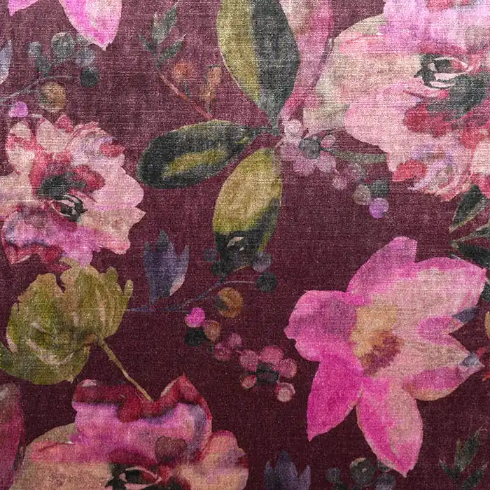 Dekosamt, Vegas, floral, 25985-004, bordeaux Jetzt Kaufen