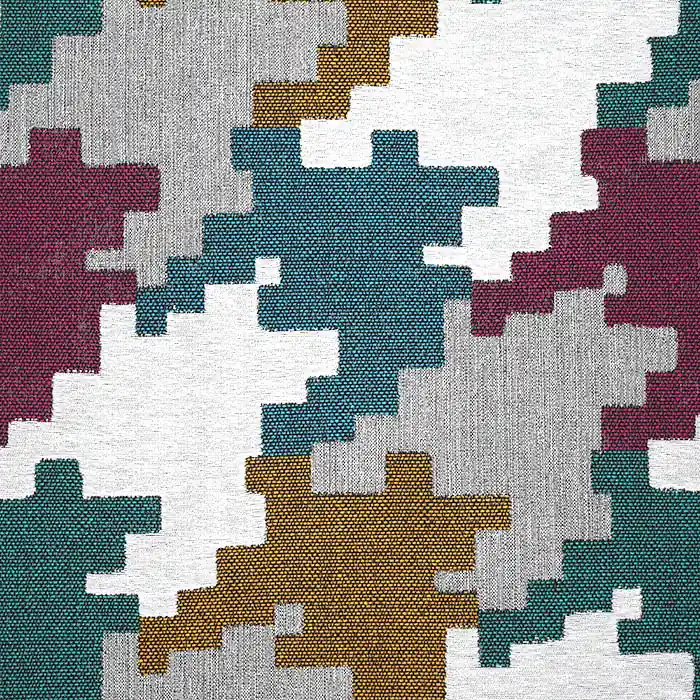 Rabatt Dekojacquard, geometrisch, 25913-1, blau-gelb