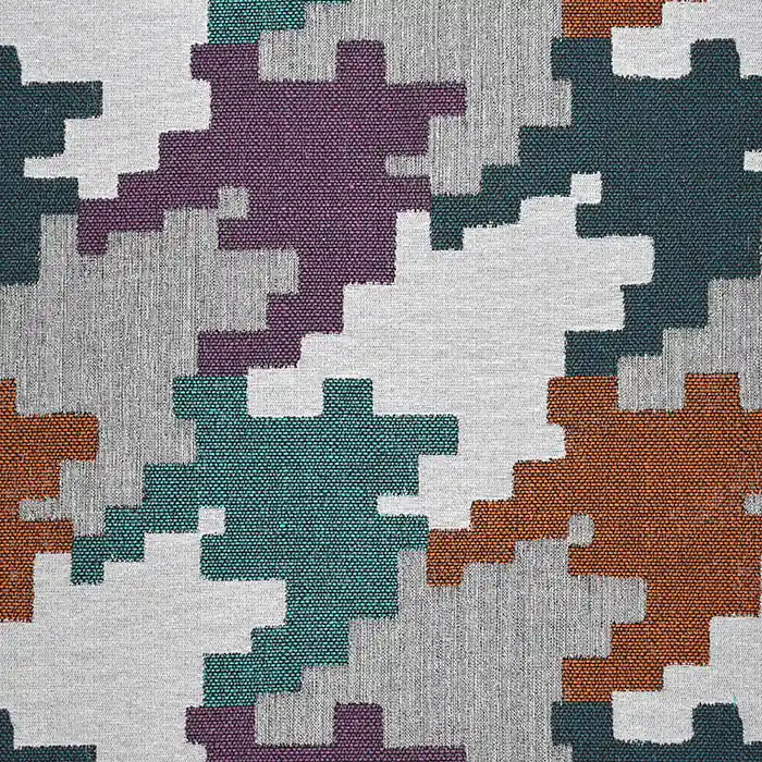 Dekojacquard, geometrisch, 25913-2, orange-blau Neue Ware