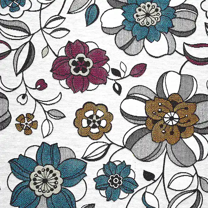 Dekojacquard, floral, 25913-7, gelb-blau Ausverkauf