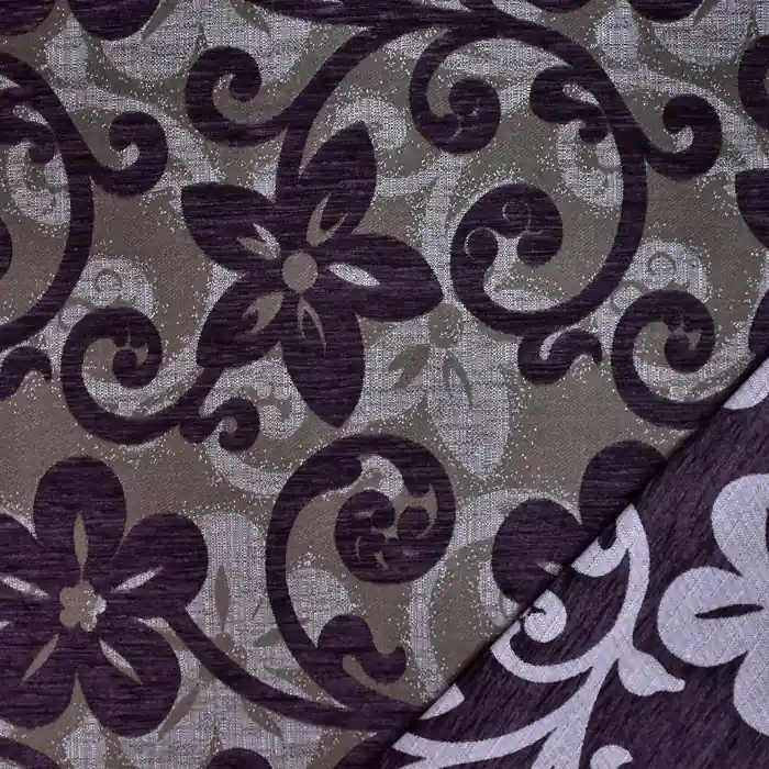 Dekostoff, Jacquard, beidseitig, floral, 23104-002, violett Ab Werk