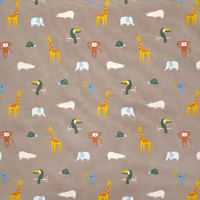 Baumwolle, Popeline, Tiere, 23412-008, beige Nur Heute