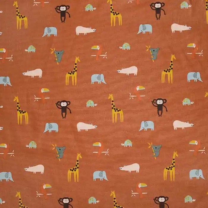 Solange Der Vorrat Reicht Baumwolle, Popeline, Tiere, 23412-011, ziegelfarben