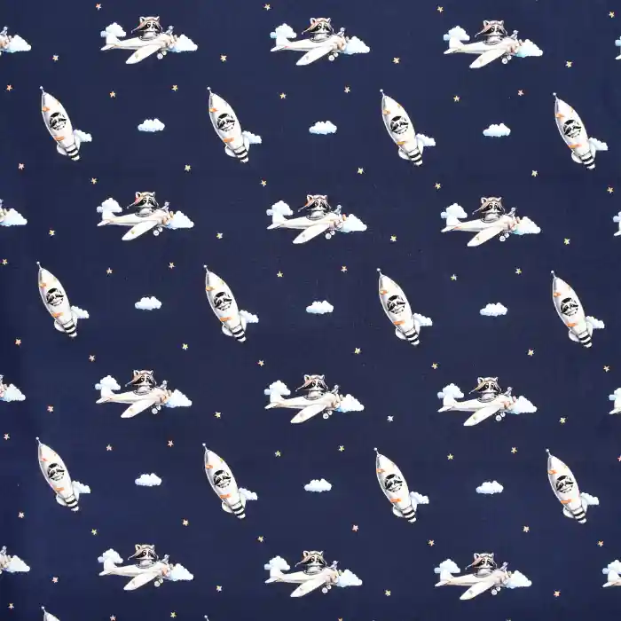 Baumwolle, Popeline, Digitaldruck, für Kinder, 23303-15, dunkelblau Solange Der Vorrat Reicht