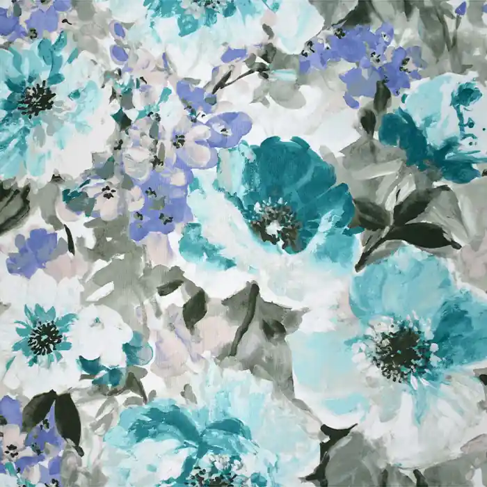 Mikrofaserstoff, floral, 21558-605, türkis Heißes Angebot