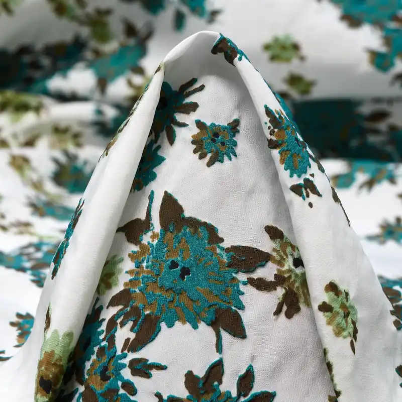 TAFFETA, PRINTED, FLORAL, BRILLIANT WHITE&GRAYED JADE Limited Edition
