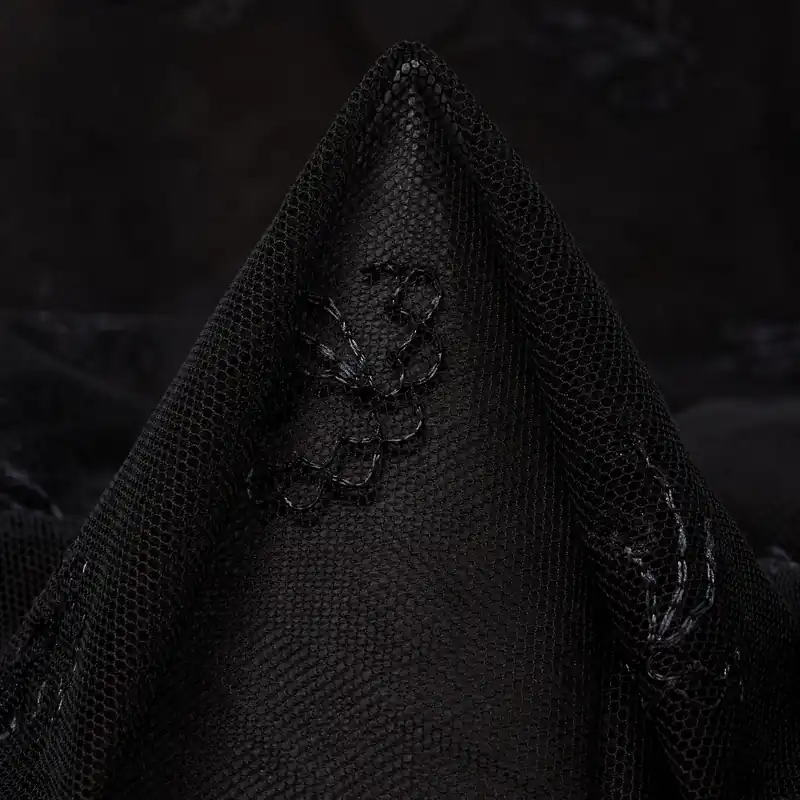 TULLE, COTTON, EMBROIDERED, JET BLACK Garantierte Lieferung