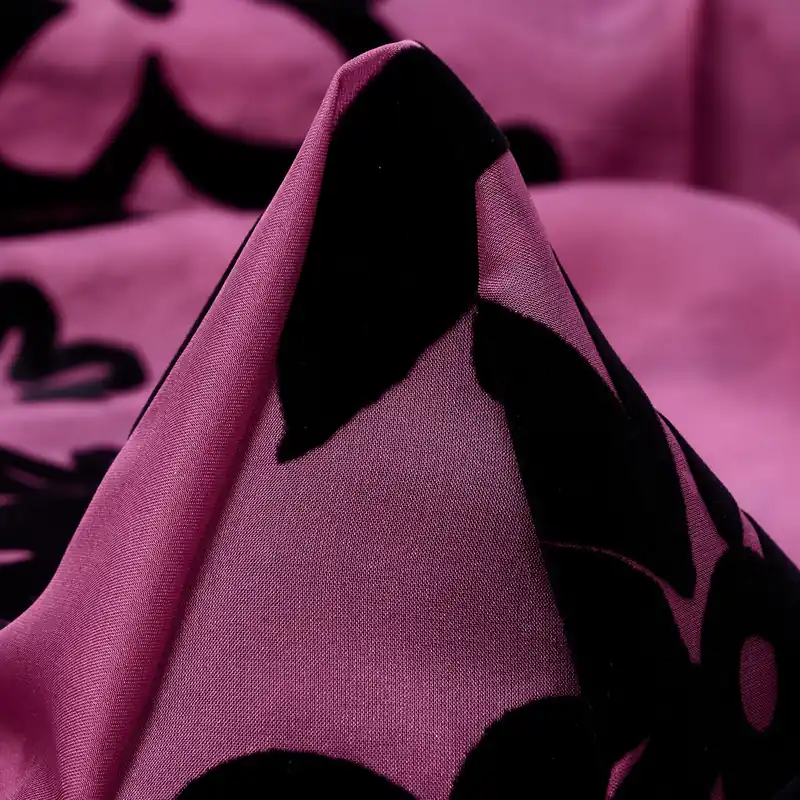 CHIFFON, SILK, FLOCK PRINTED, FUCHSIA PINK&PURPLE VELVET Top-Preis