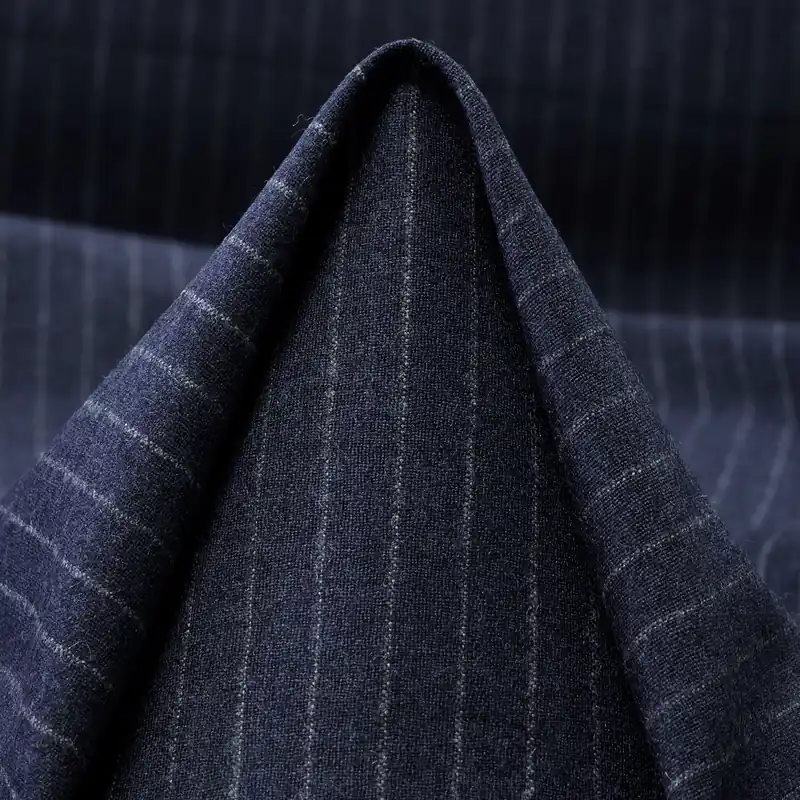 Hochwertig FLANNEL, WOOL, PINSTRIPES, NIGHTSHADOW BLUE&HEATHER