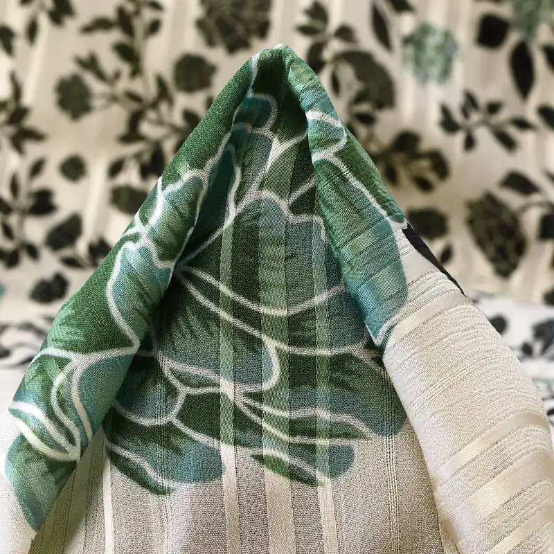 Highlight CHIFFON, VISCOSE, FLORAL, BRILLIANT WHITE&MALACHITE GREEN