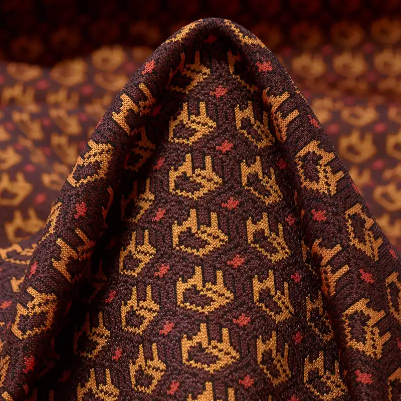 DOUBLE, JERSEY, GEOMETRIC DESIGN, DEEP MAHOGANY Kostenloser Versand