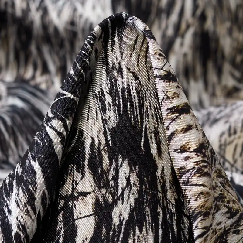 TWILL, SILK, PRINTED, MUSHROOM&RAVEN BLACK Billig