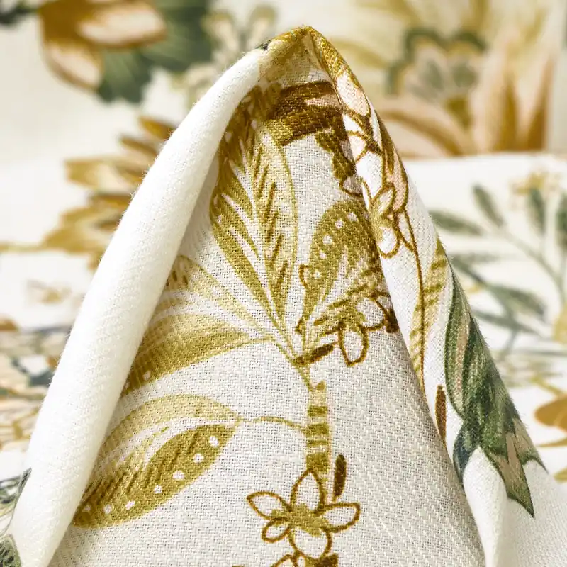 LINEN, PRINTED, FLORAL, ANTIQUE WHITE&HONEY MUSTARD Schnäppchen