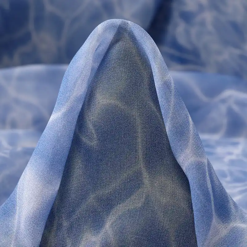 CHIFFON, SILK, PRINTED, POWDER BLUE&SNOW WHITE Direktkauf