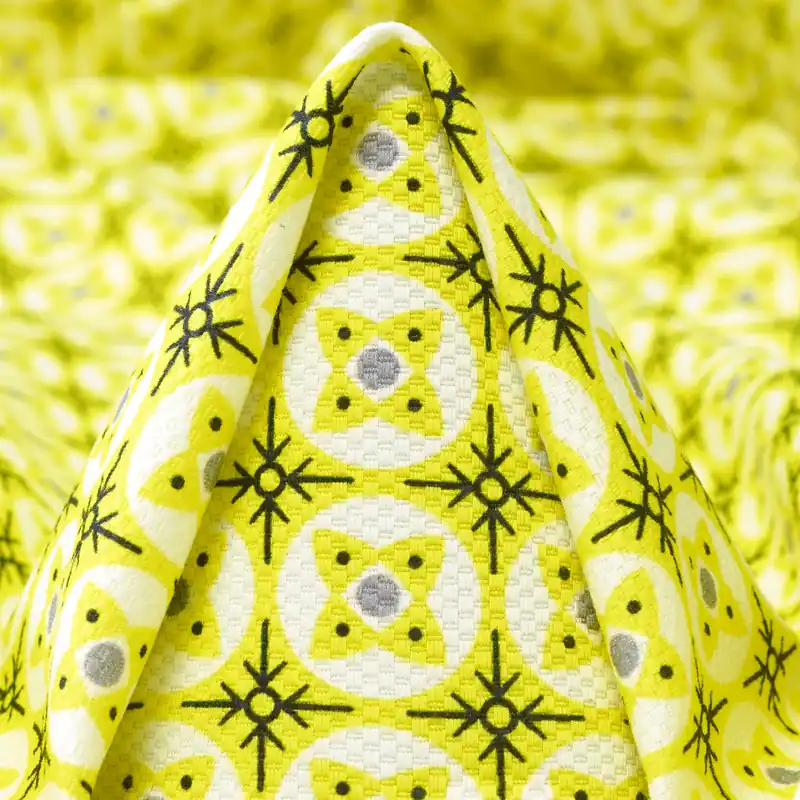 PIQUÉ, COTTON ELASTIC, PRINTED, GOLDEN KIWI Sonderaktion