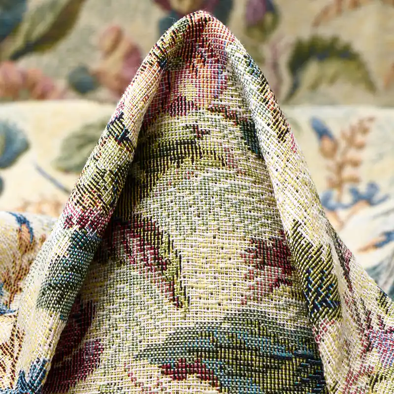 JACQUARD, COTTON BLEND, FLORAL, BONE WHITE&DUSTY BLUE Neu