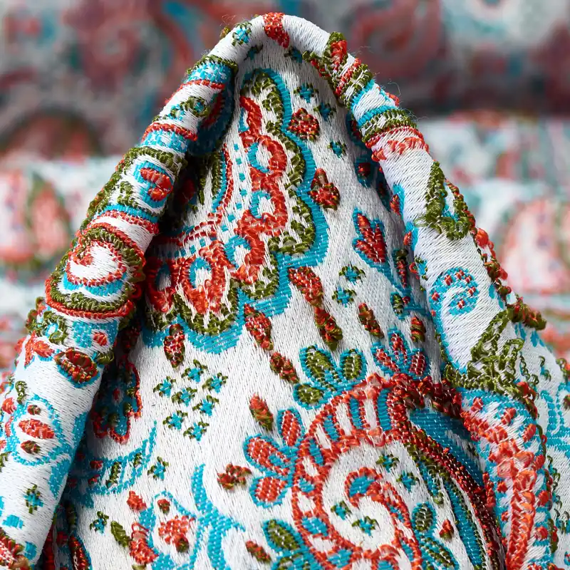 JACQUARD, COTTON BLEND, PAISLEY, LUCENT WHITE&BLUE CURACAO Solange Der Vorrat Reicht