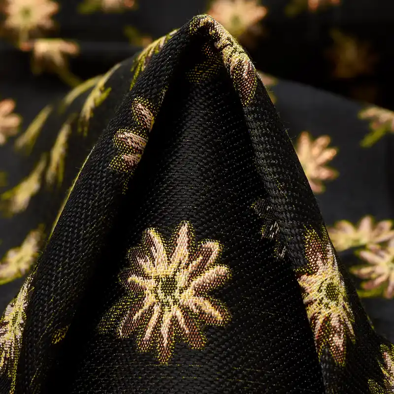 Weltweiter Versand JACQUARD, FLORAL, FLORAL, ANTIQUE WHITE&JET BLACK