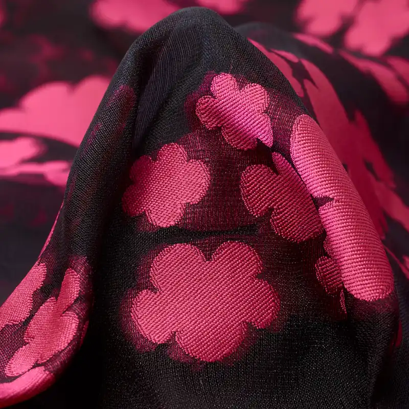 Weltweiter Versand JACQUARD, ORGANZA, FLORAL, RASPBERRY