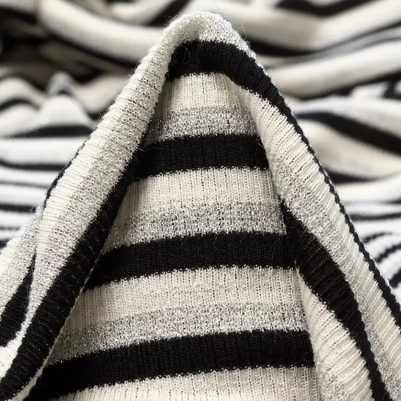 JERSEY, WOOL, STRIPES, SNOW WHITE&SILVER Sonderangebot