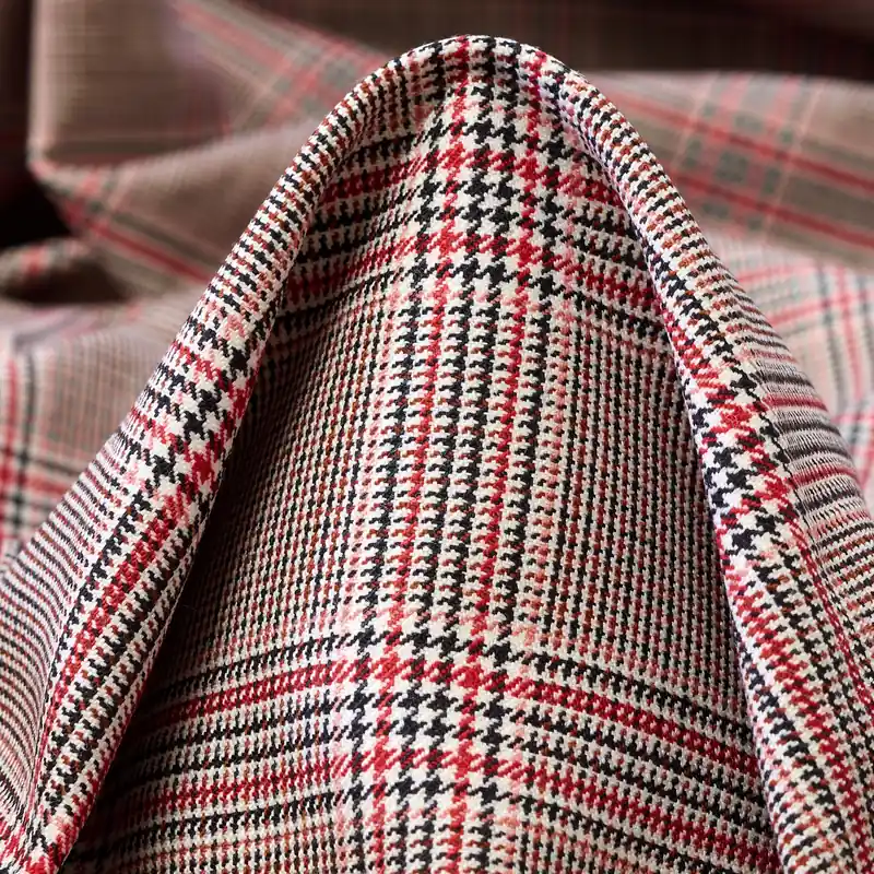 Neu WOOL BLEND, ELASTIC, GLENCHECK, LIPSTICK&IVORY