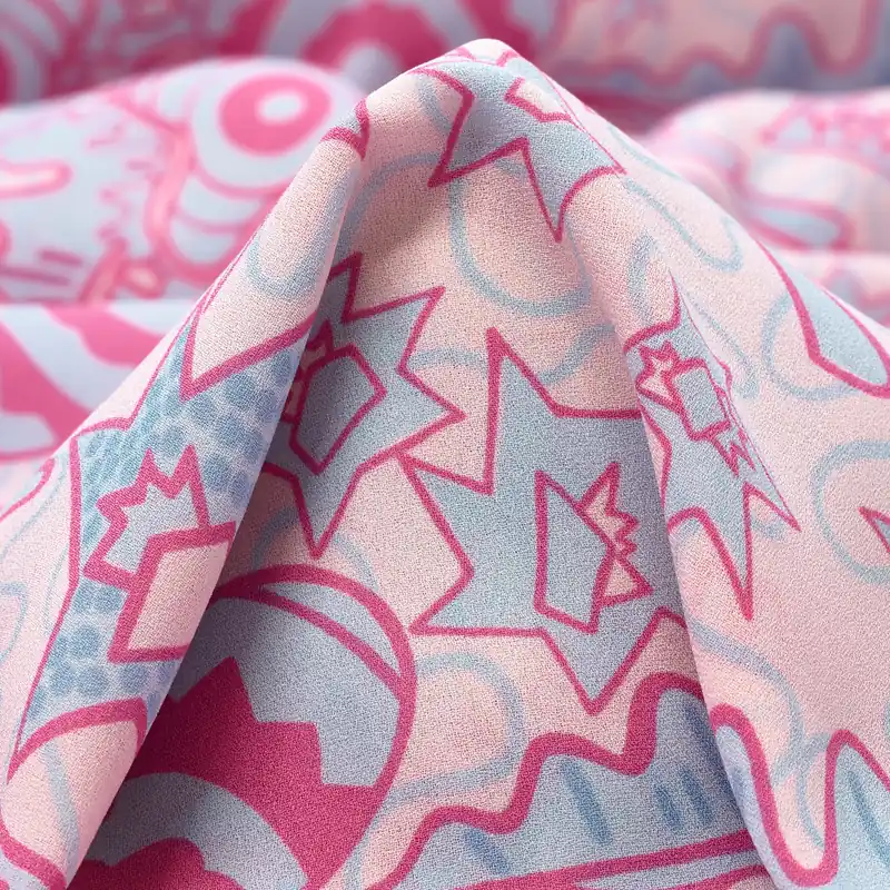 Preisreduziert SILK, CRÊPE DE CHINE, PRINTED, AZALEA PINK