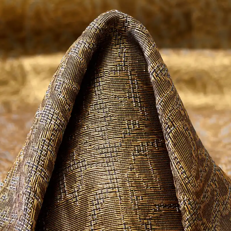 Gratis Versand JACQUARD, SILK BLEND, METALLIC, GILDED BEIGE&BROWN RICE