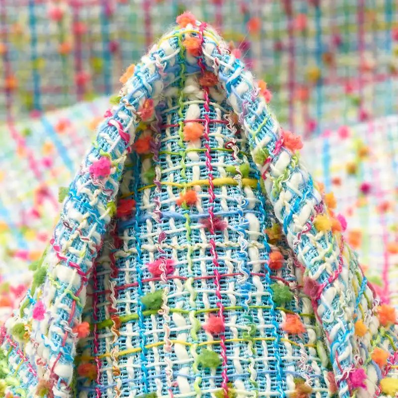 CHANEL, BOUCLÉ, COTTON, BLUE TOPAZ&STRAWBERRY PINK Hochwertig