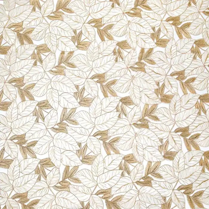 Schneller Versand Stickerei auf Tüll, Natur, 28111-207, golden