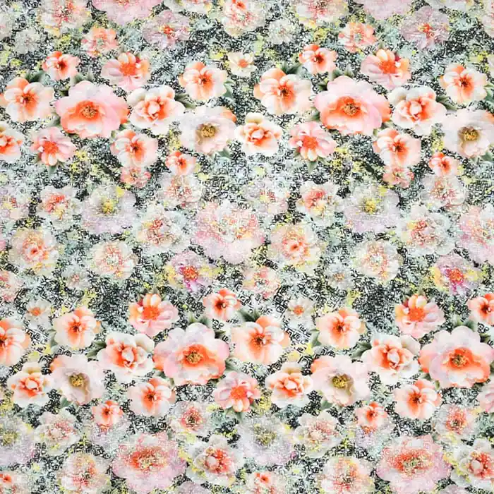 Gewebe, Viskose, floral, 27911-02 Kostenloser Versand