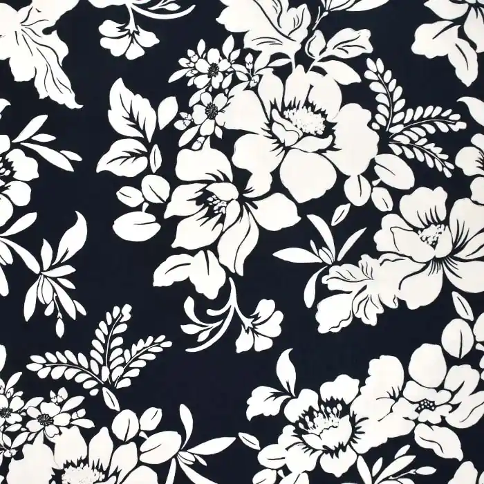 Gewebe, Viskose, floral, 27964-3, schwarz Zertifiziert