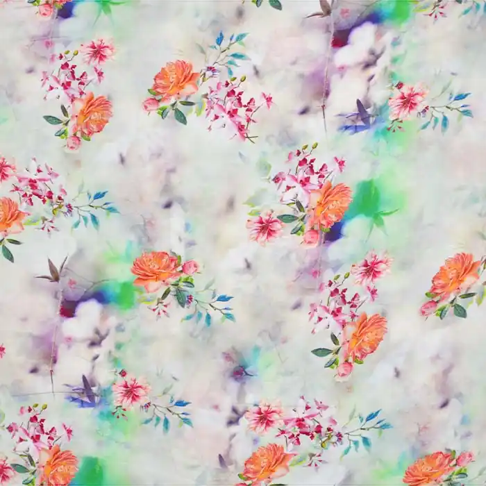 Gewebe, Viskose, floral, 26615-04 Echt