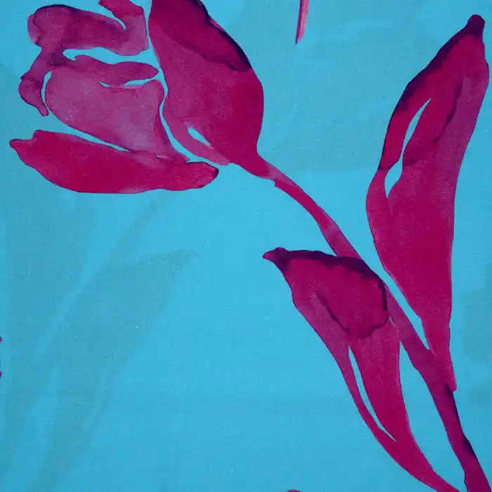 Gewebe, Viskose, floral, 25894-6, rosa-blau Jetzt Kaufen