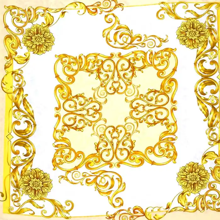 Gewebe, Viskose, Ornament, 25894-90, weiß-gelb Markenprodukt