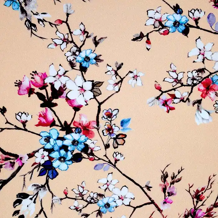 Gewebe, Viskose, floral, 25894-102, aprikose Preiswert