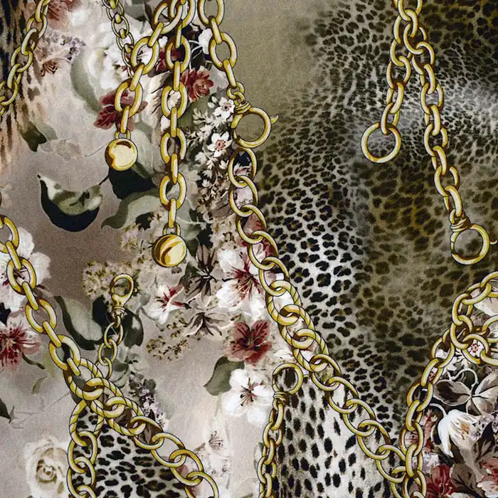 Premium Gewebe, Viskose, floral, 25896-1, braun