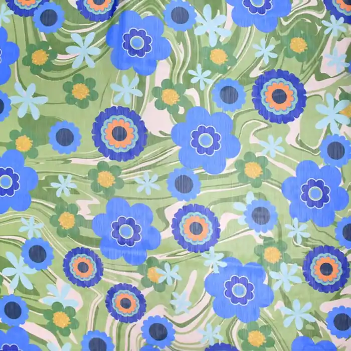 Chiffon, Polyester, floral, 26846-14, blau-grün Top-Angebot