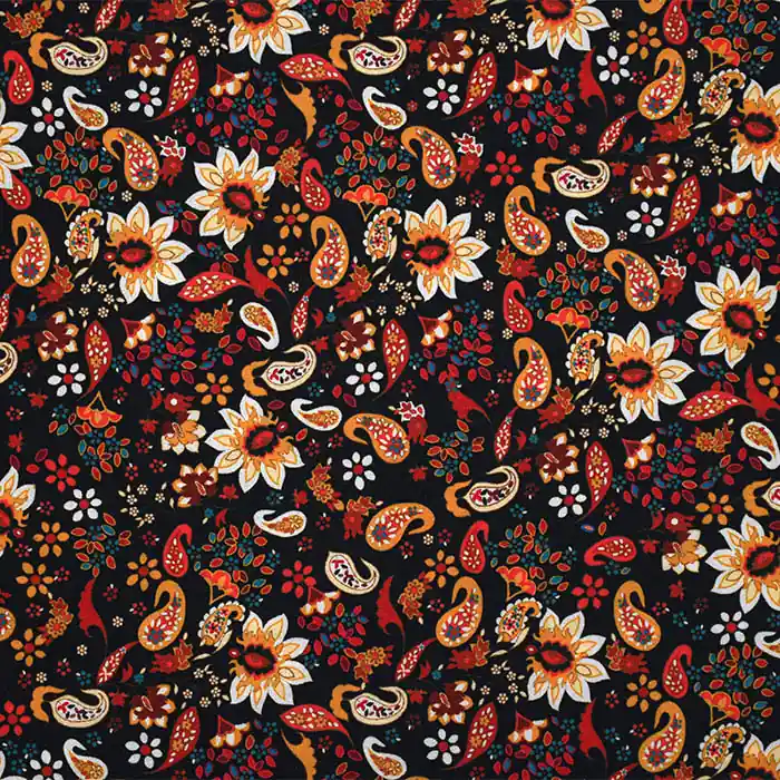 Satin, Polyester, floral, 26218-003, schwarz Saisonangebot