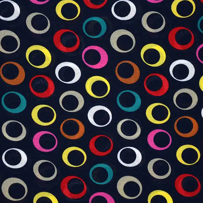 Gewebe, Viskose, Kreise, 25878-5, dunkelblau Geprüft