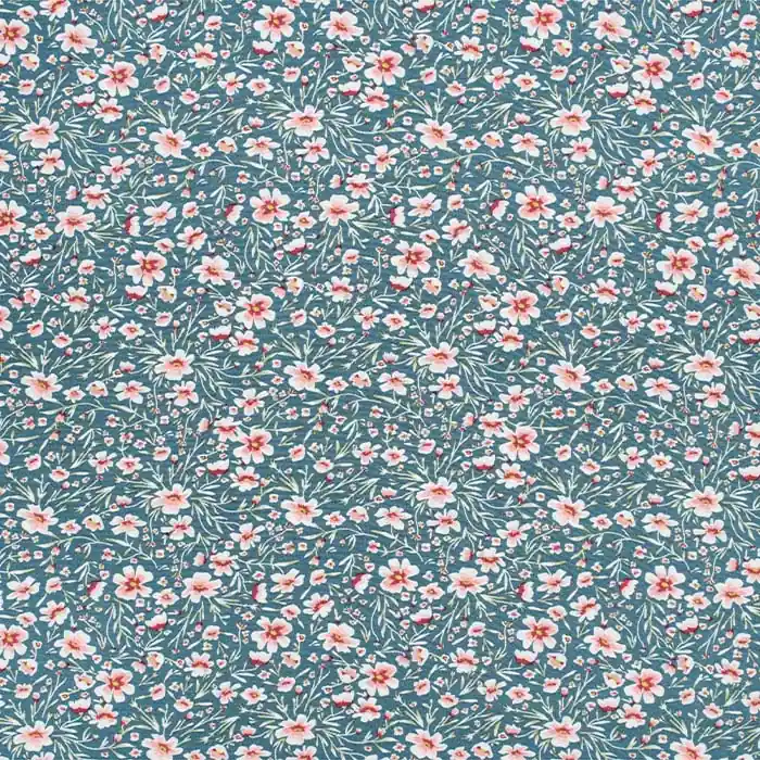 Gewebe, Viskose, Elastan, floral, 26808-008, blau Letzte Chance